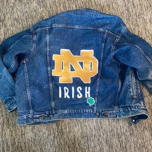 Vintage Levi Oversized Jean Jacket, Notre Dame Hand Painted